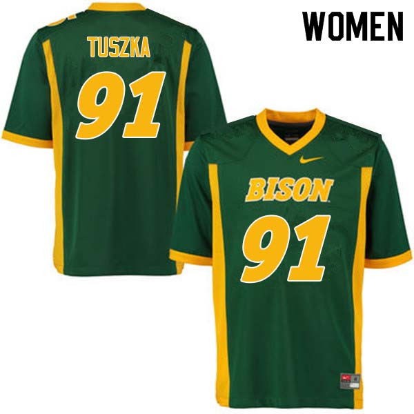 Women #91 Derrek Tuszka North Dakota State Bison College Football Jerseys Sale-Green